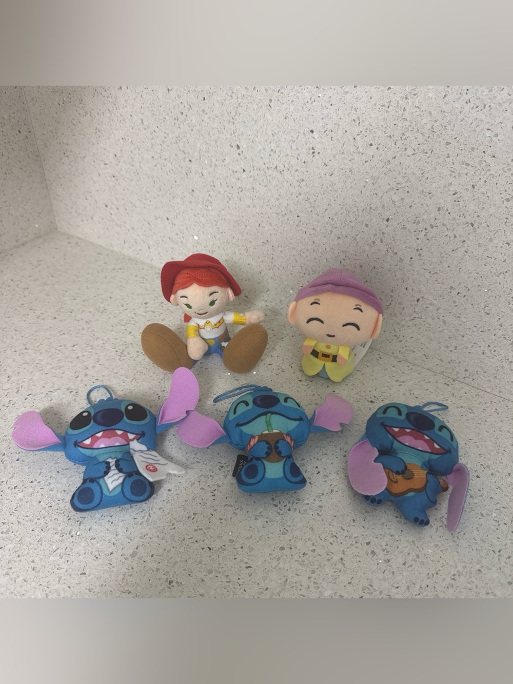 Disney Plush Toy Story Jessie Cowgirl 3” Plush, Stitch,Dopey Dwarf Mini Set 5PC